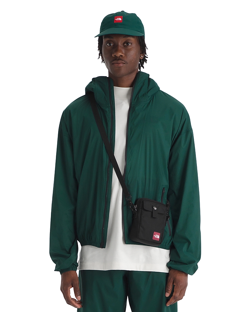 The North Face Tnf Red Box Packable Hooded Wind Jacket In Green