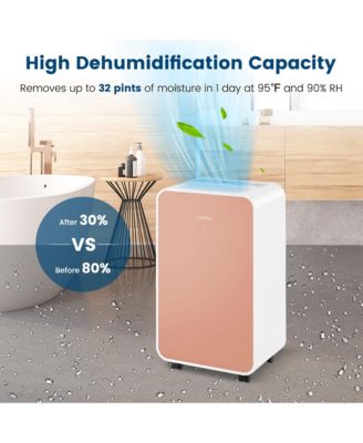  Portable 32 Pints/Day Dehumidifier for Home Basement with 3 Modes