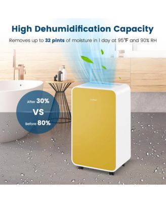  Portable 32 Pints/Day Dehumidifier for Home Basement with 3 Modes