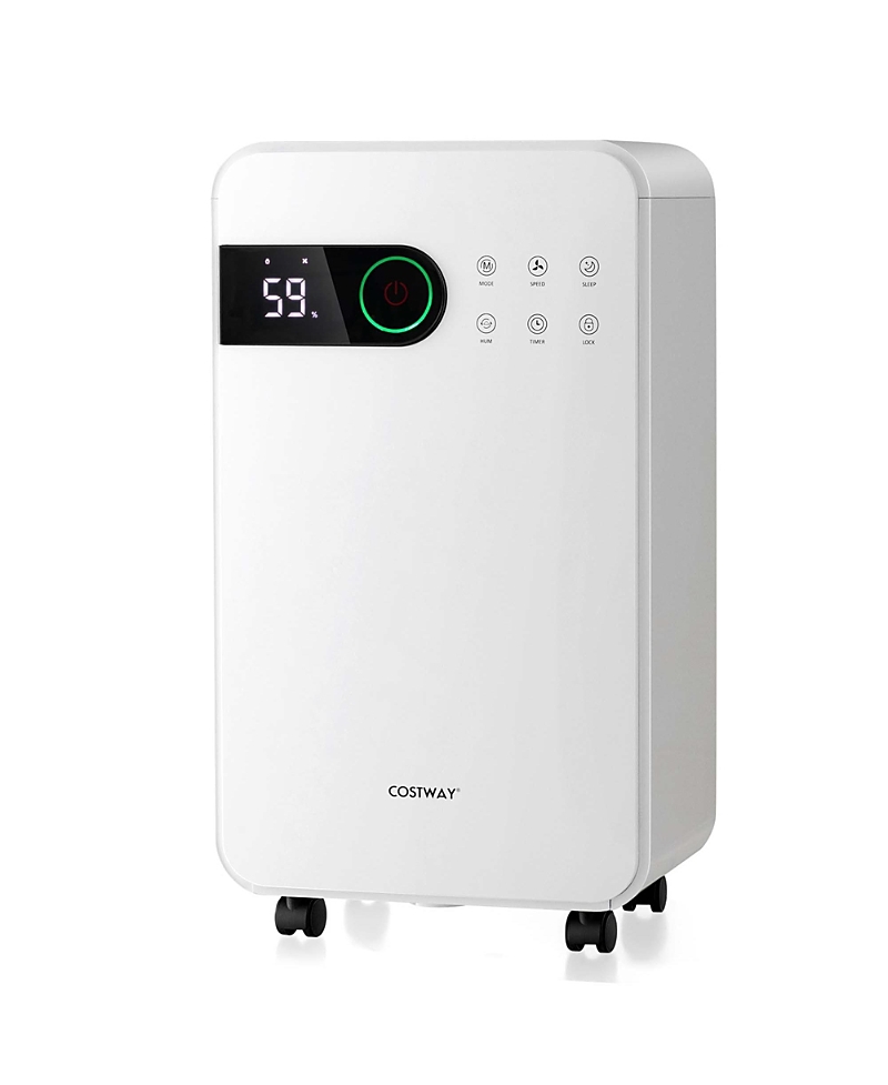 Costway Dehumidifier For Home Basement Portable 32 Pints With Sleep Mode Up To 2500 Sq. Ft In White