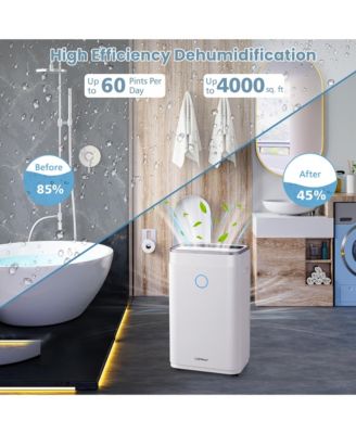  60-Pint Dehumidifier for Home & Basements 4000 Sq. Ft with 3-Color Digital Display