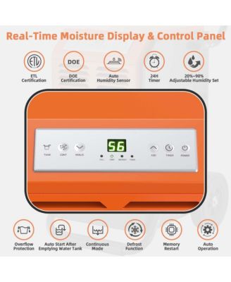  163 PPD Portable Commercial Dehumidifier w/Water Tank&Drainage Pipe for Basement