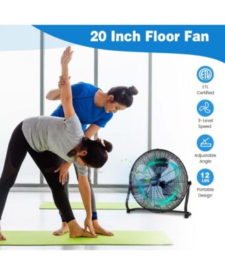 20" High Velocity Portable Pivoting Floor Fan with 3 Powerful Speeds