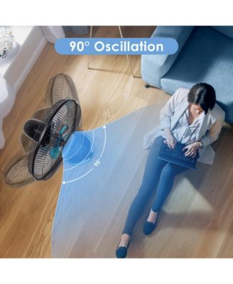16" Adjustable Oscillating Pedestal Fan Dual Blades with Remote Control