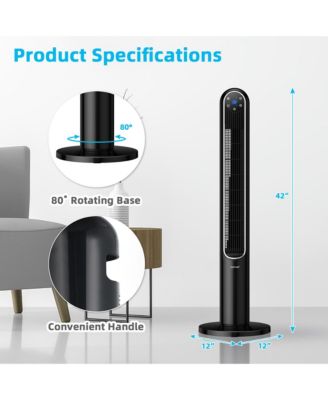 42'' Smart Display Panel 12H Timer Tower Fan with Remote