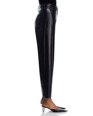 The Halfpipe Flood High Rise Leather Jeans in Black Black