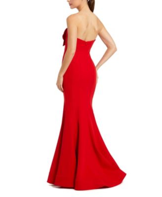 Crepe Strapless Mermaid with 3D Flowers Gown