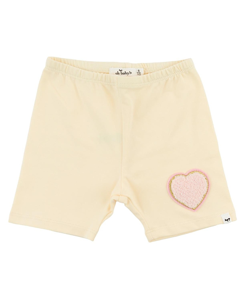 oh baby! Girls' Heart Patch Jersey Biker Short - Baby, Little Kid