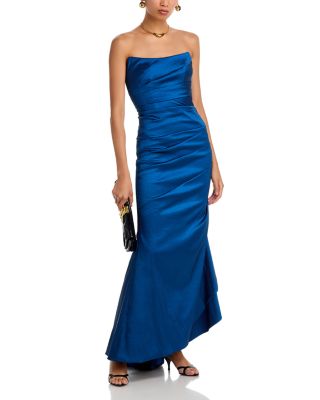 Long Ruched Taffeta Gown - Exclusive