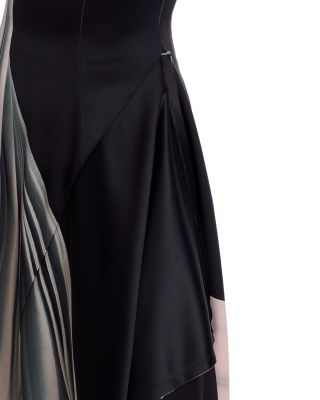 Dancing Pleat Print Short Sleeve Fit and Flare Dress