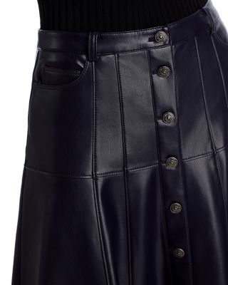 Veena Faux Leather Midi Skirt