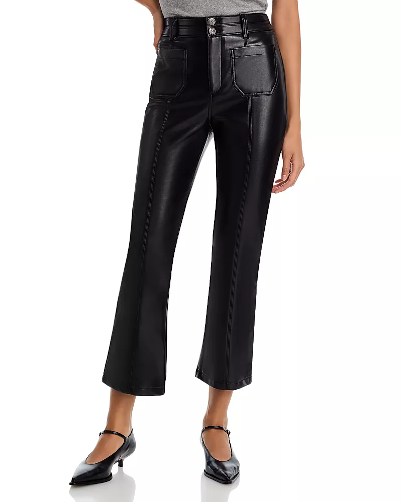 Cinq a Sept Faux Leather Dorothea High Rise Ankle Jeans in Black