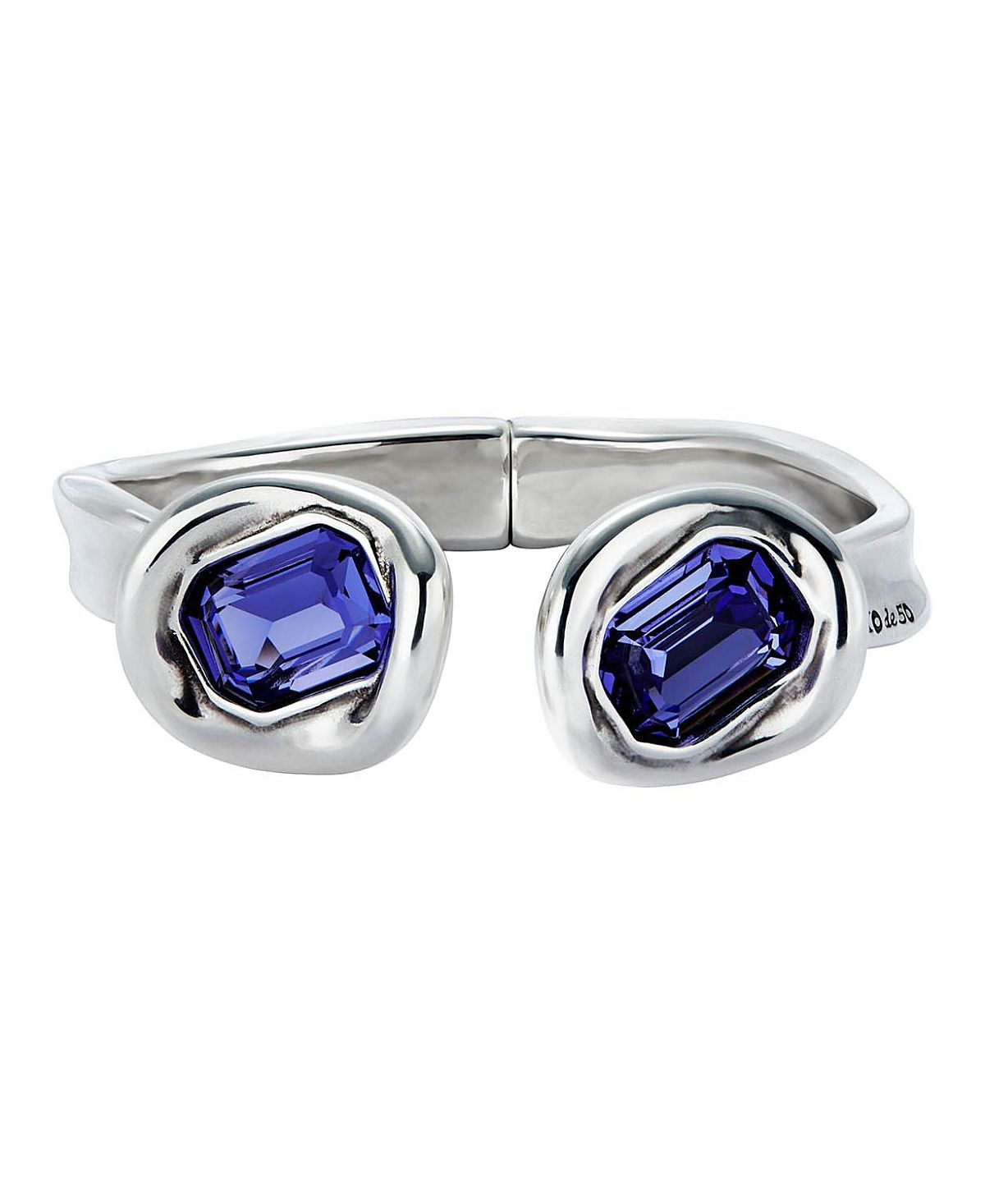 UNOde50 Rigid Sterling Plated Bracelet with Two Crystals