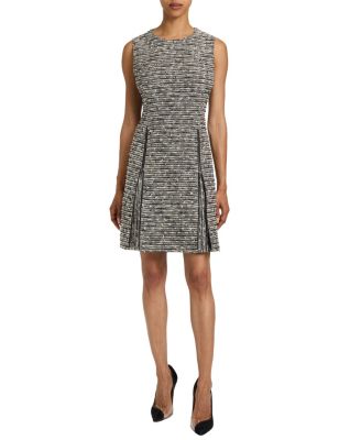 Ida Modern Tweed Shift Dress with Skirt Zipper Detail