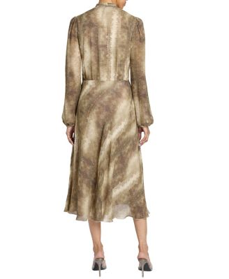 Jenn Printed Georgette Midi Dress with Drop Neck Tie