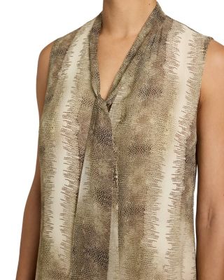 Teca Printed Georgette Sleeveless Tie Neck Blouse