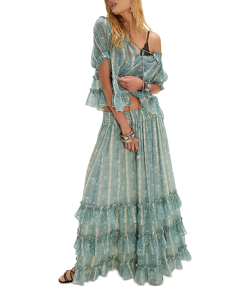 Free People Morning Mist Maxi Skirt Set In Blue