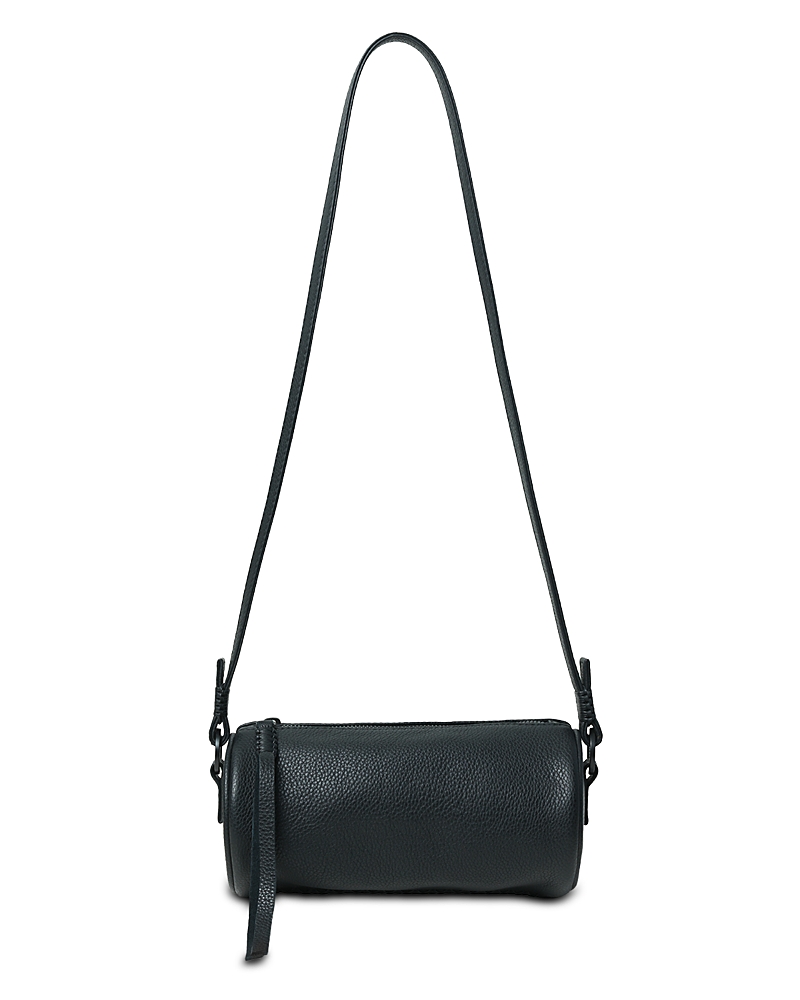 Callista Mini Barrel Bag Grained Leather In Black