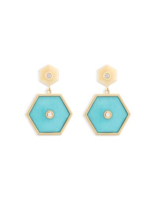 Diamond & Turquoise Baia Earrings in 18K Yellow Gold