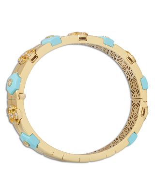 18K Yellow Gold Baia Bangle Bracelet with Diamonds, Yellow Sapphire & Turquoise