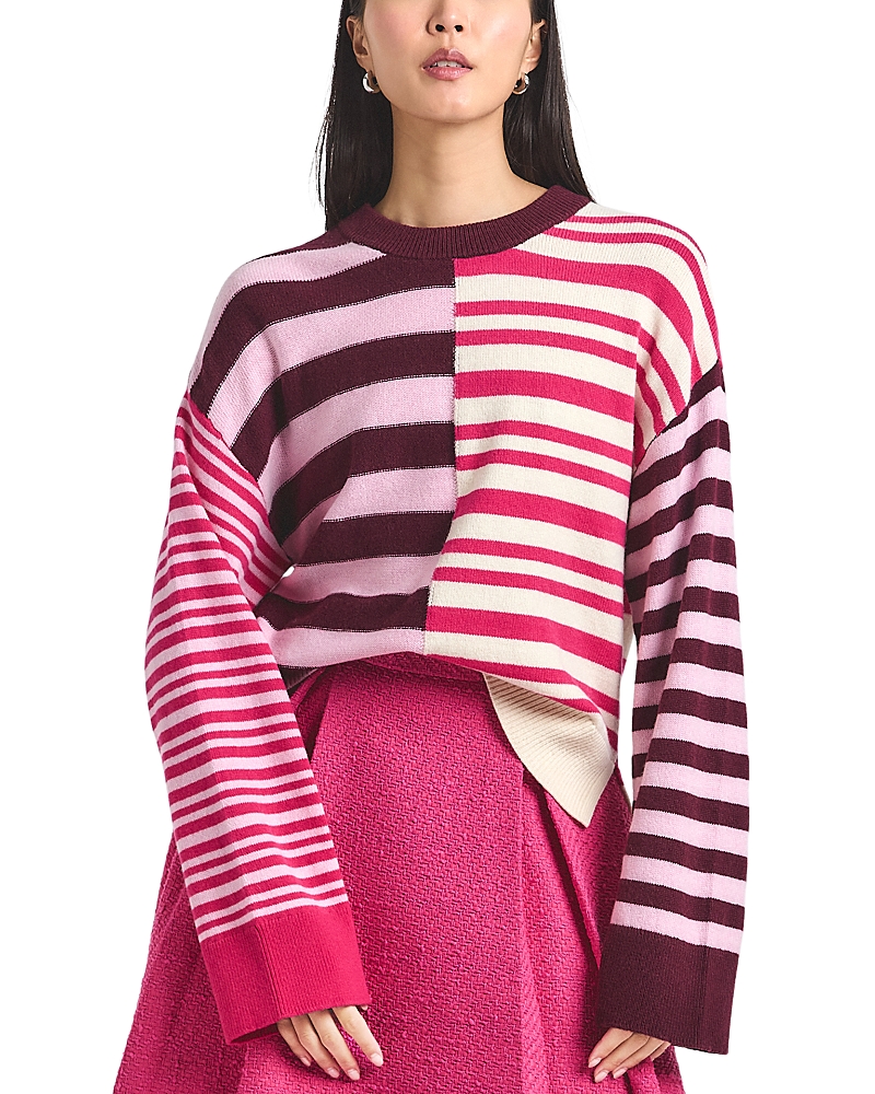 Derek Lam 10 Crosby Avalon Mixed Stripe Wool Blend Crewneck Sweater In Multi