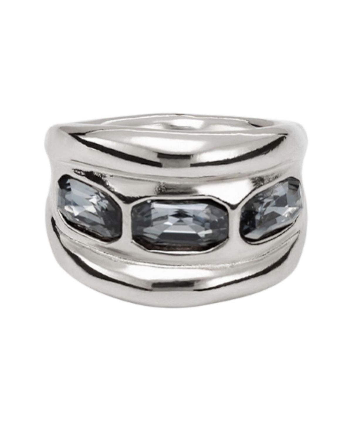 UNOde50 Sterling Plated with 3 Crystals Ring