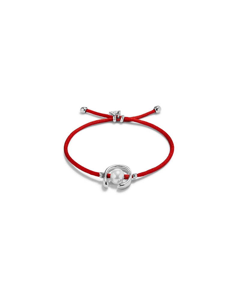 Unode50 Sterling Silver-plated Red Thread Bracelet With Shell Pearl Accessory In Red