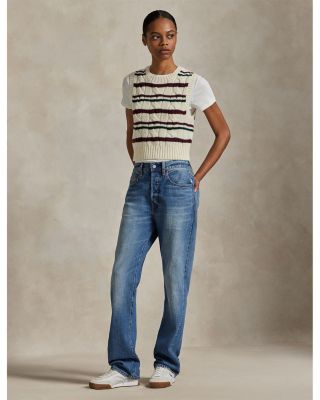 Striped Cable Wool Cashmere Sweater Vest