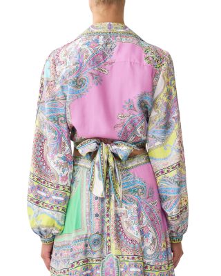 Cropped Wrap Silk Shirt