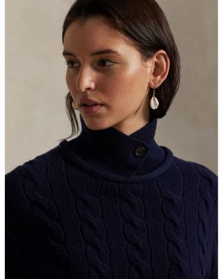 Cable Knit Wool Cashmere Polo Sweater