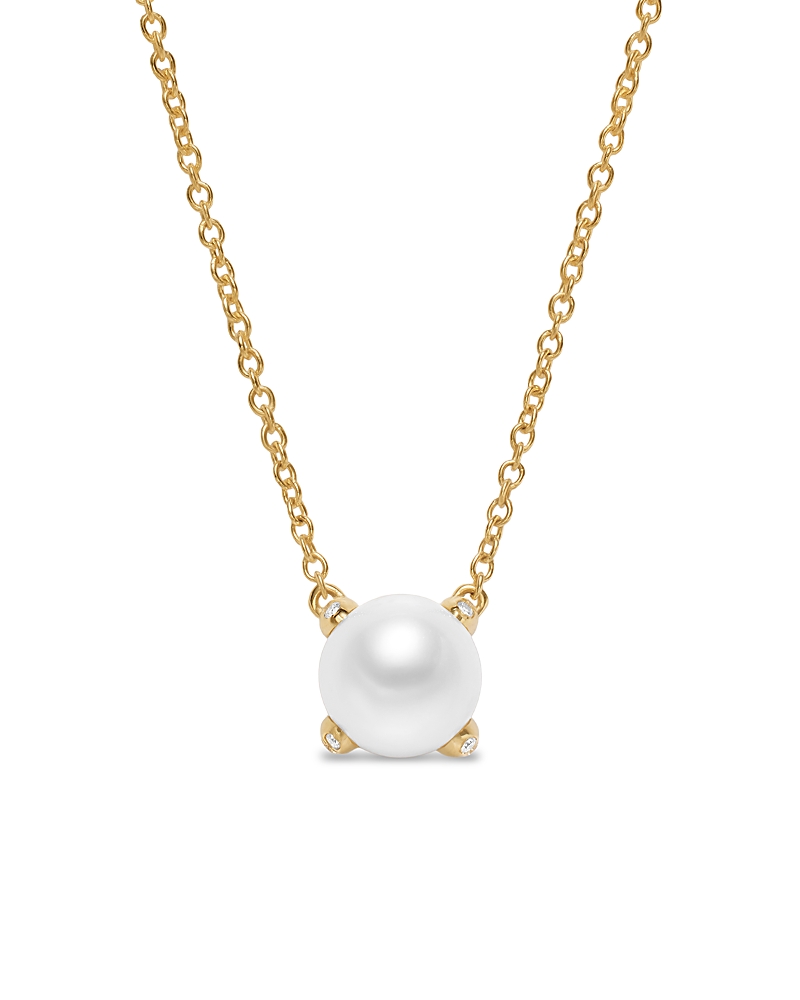 David Yurman Cultured Freshwater Pearl Classics Necklace in 18K Yellow Gold with Diamonds, 6.5mm