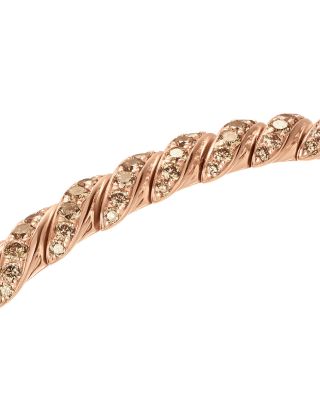Sculpted Cable Flex Bracelet in 18K Rose Gold with Cognac Diamonds, 5mm
