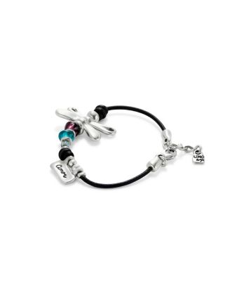 Dragonfly Charm Leather Bracelet