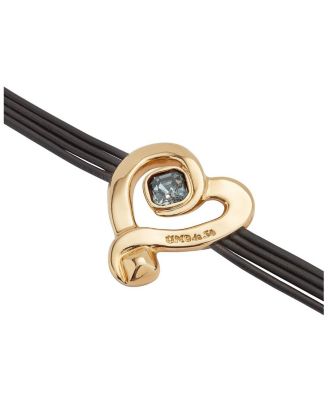 Black Crystal Heart Leather Bracelet