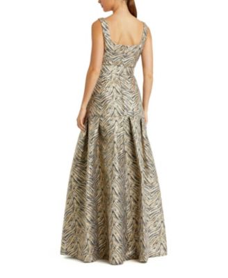  Sleeveless Brocade Gown with Belt