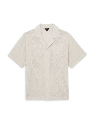 Leon Crochet Regular Fit Button Down Short Sleeve Cuba Shirt