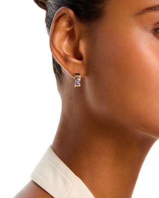 Tanzanite Huggie Hoop Earrings in 14K Yellow Gold