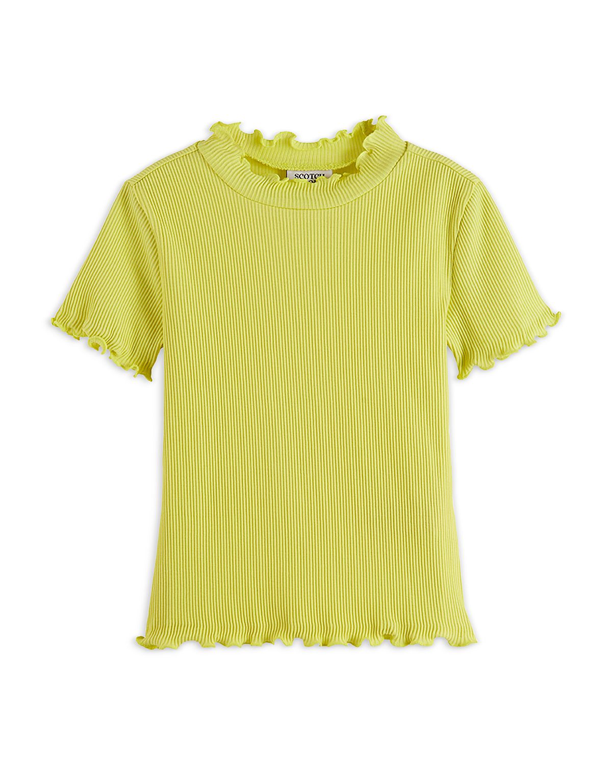Scotch & Soda Girls' Mock Neck Slim Fit Ribbed Short Sleeved Tee - Little Kid, Big Kid