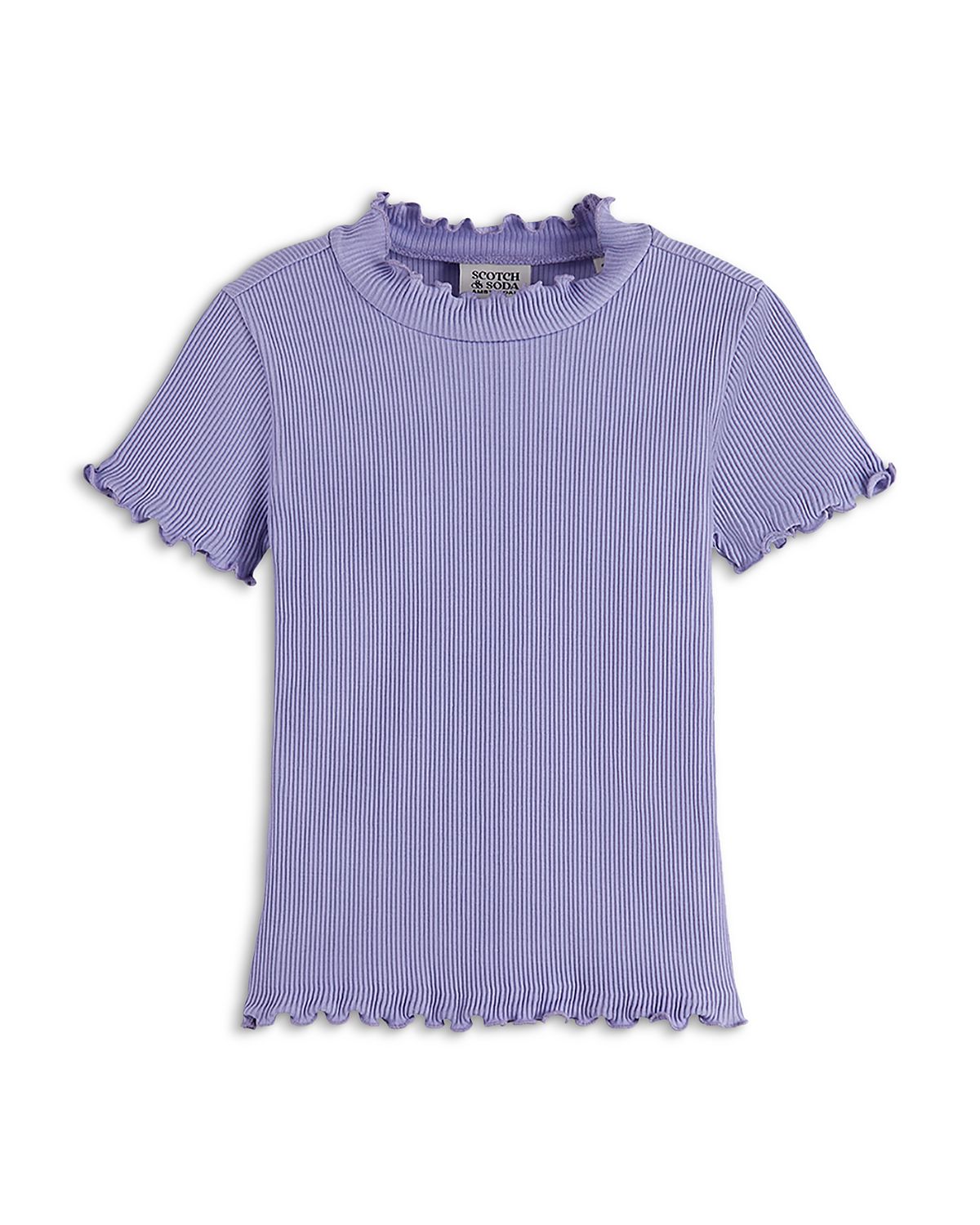 Scotch & Soda Girls' Mock Neck Slim Fit Ribbed Short Sleeved Tee - Little Kid, Big Kid