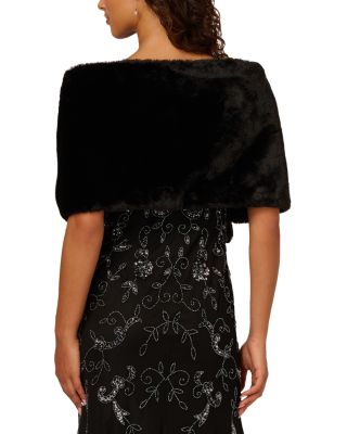 Faux Fur Shawl with Crystal Trim