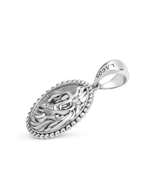 Men's Sterling Silver Anthem Lion Small Disc Amulet Pendant