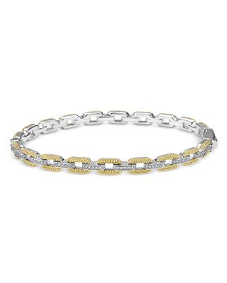 18K Yellow Gold & Sterling Silver Caviar Lux Diamond Chain Link Bracelet