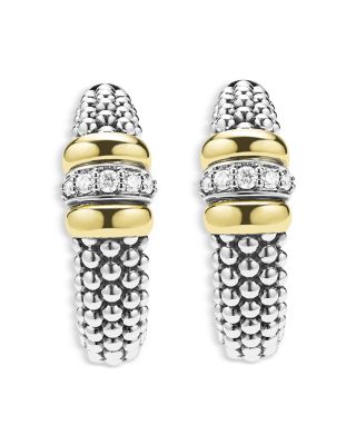 18K Yellow Gold & Sterling Silver Signature Caviar Diamond Beaded Hoop Earrings