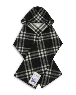 Check Hooded Wool Scarf