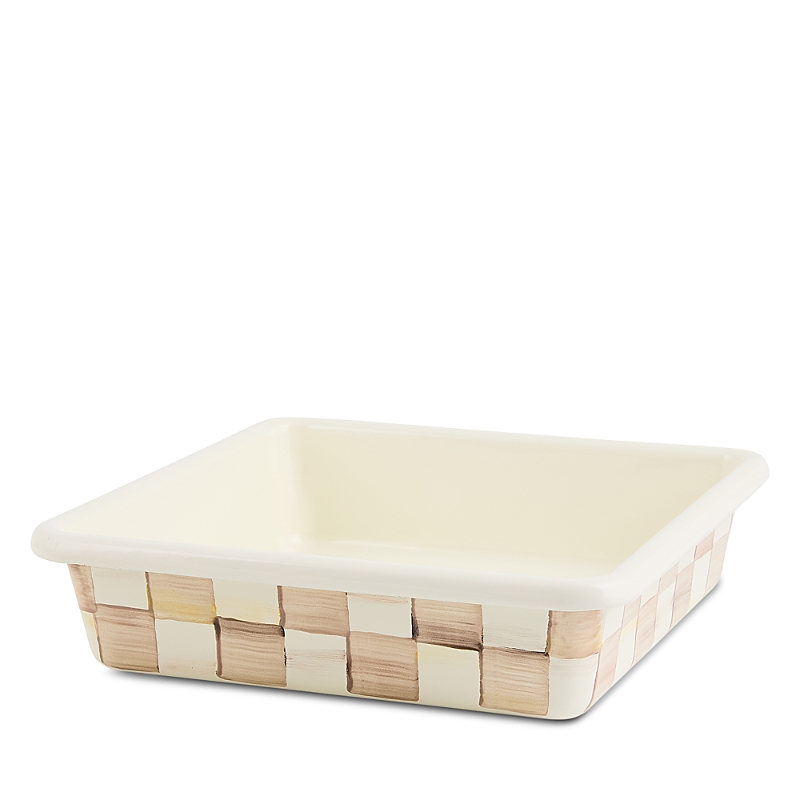 Mackenzie-childs Mocha Check 8 Square Baking Pan In Neutral