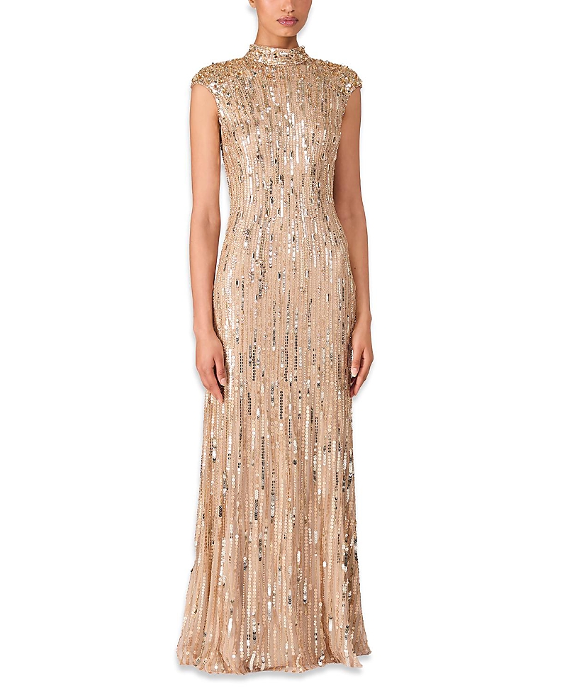 Jenny Packham Ernest Sequin-embellished Gown In Neutral