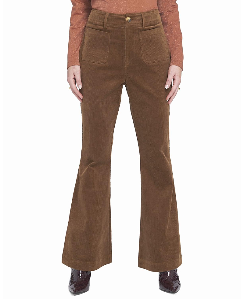 Elle Collection Wide Leg Corduroy Pants In Brown