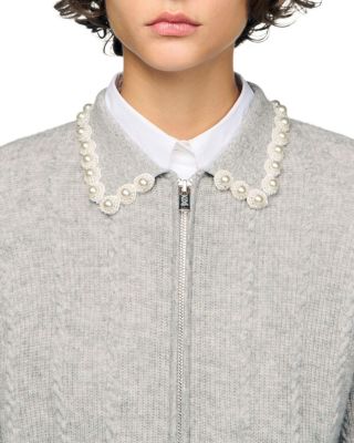 Ameo Beaded Collar Cardigan