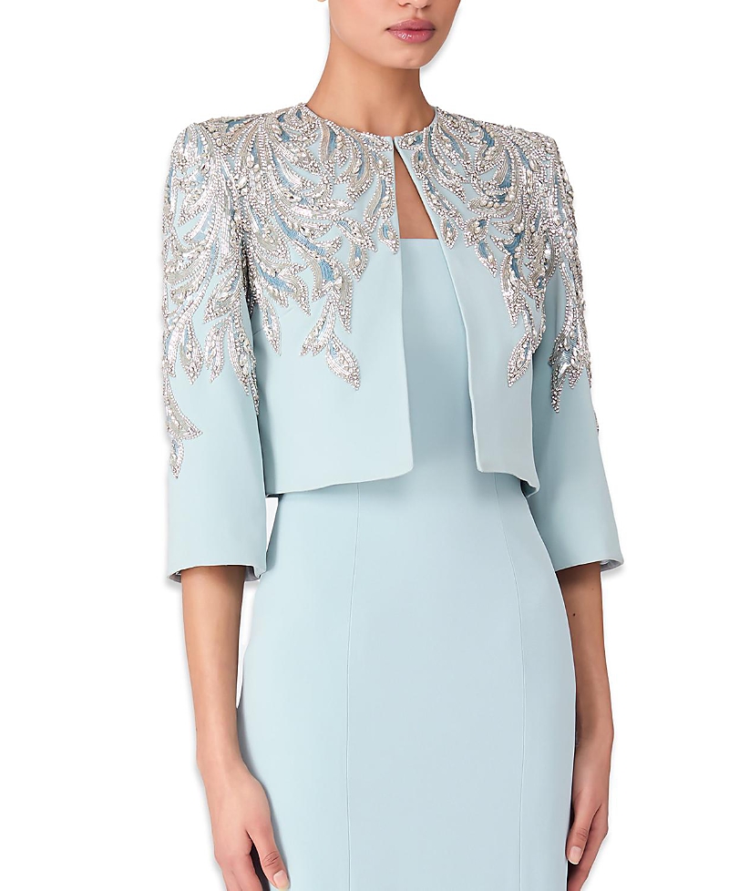 Jenny Packham Satin Embellished Versalilles Jacket In Blue