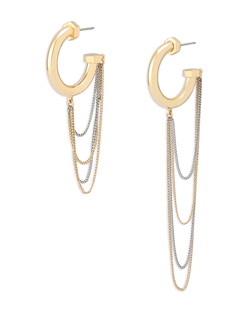 Allsaints Bolt Asymmetrical Swag Chain Huggie Hoop Earrings In Gold